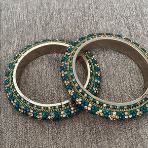 Elegant Gold and Teal Bangles directly from India!